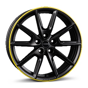 JANTE BORBET LX19 8X19 ET50 5X112 BLACK MATT RIM YELLOW 66,5 - Imagem Secundária 1