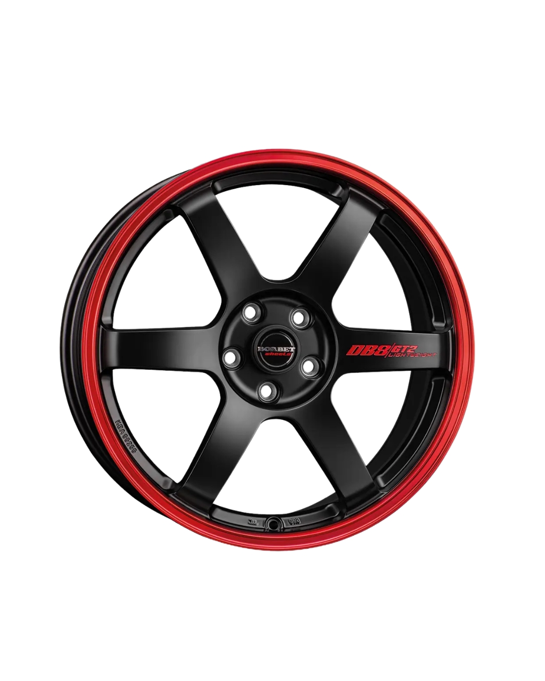 JANTE BORBET DB8GT2 8,5x19 ET45 5x114,3 black matt rim red 72,5 - Imagem Secundária 1